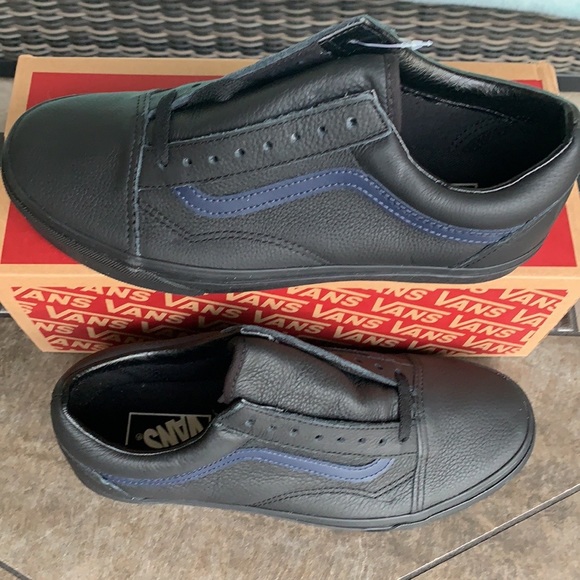 VANS OLD SKOOL LEATHER POP BLACK/DRESS BLUES WMNS - Picture 5 of 14